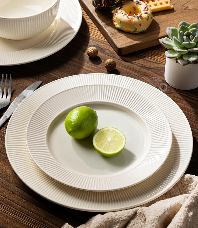 Ceramic Dinnerware Set for 6, 18-Piece Plates and Bowls Set | Lightweight - Image 3