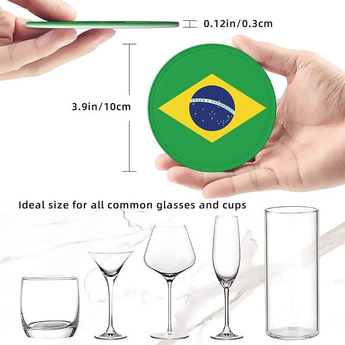 6 Pack Brazil Flag Leather Coaster - Image 4