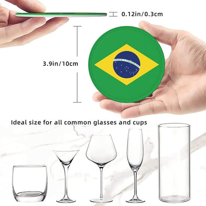 6 Pack Brazil Flag Leather Coaster - Image 4