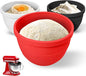 Silicone Kitchen Aid Bowl Liners - 3-Pack Foldable Mixing Bowl Inserts with Lids for Kitchenaid Tilt-Head 5 qt Mixers Non‑Stick Stand Mixer Accessories Red Black white