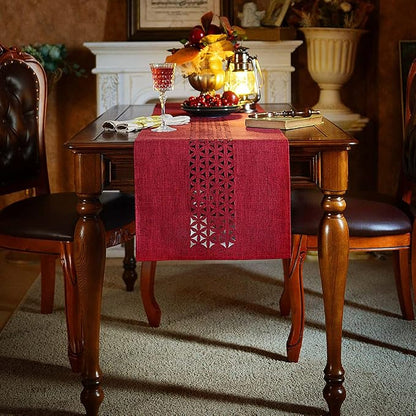 ARTABLE Burgundy Rectangle Fabric Table Runner Finished Edge 16 x 120 Inch | - Image 4