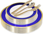 125-Piece White, and Gold Fancy Plastic Plates Disposable by StockYourHome