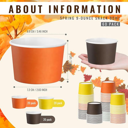 Jingmore Paper Ice Cream Cups 9oz Colored Disposable Dessert Bowls - Image 2
