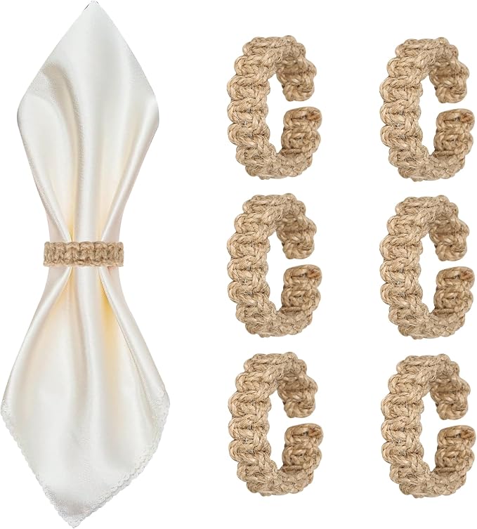 Meplait Napkin Rings Set of 6, Boho Napkins Holders Ring by Meplait