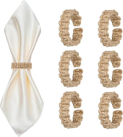 Meplait Napkin Rings Set of 6, Boho Napkins Holders Ring by Meplait