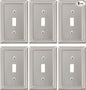 6-Pack Single Toggle Light Switch Cover Plate, Pearls Decorative Switch Plate Covers, Brushed Nickel 1 Gang Metal Wall Plate