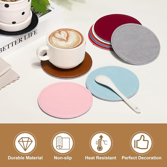 uxcell 5Pcs PU Leather Coasters - Image 4