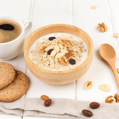 Soup Bowls Set of 2 for Dessert/Cereal/Pasta/Fruit | Natural Bamboo Serving Bowls for Nuts/Candy/Snacks/Pistachio | Charcuterie Accessories for Dipping/Condiments/Sauce | 15.21 oz Capacity