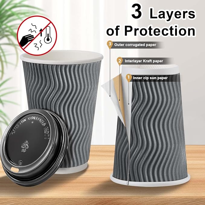 Clawsoff 500 Pack 16 oz Disposable Insulated Coffee Cups - Image 3