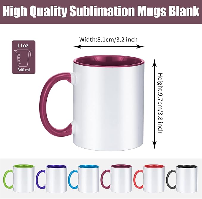 TANGLONG 12PCS Sublimation Mugs-6 Assorted Colors 11oz ceramic cup - Image 4