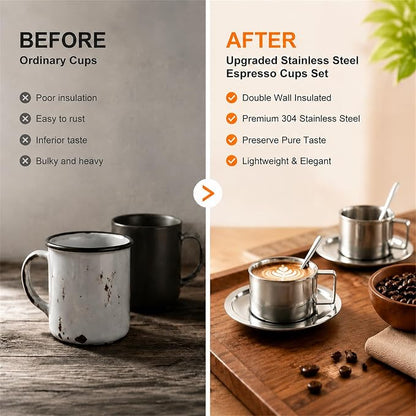 ZENFUN 4 Pack 6.8 oz Coffee Cups Set, 18/8 Stainless Steel Espresso Cup - Image 10