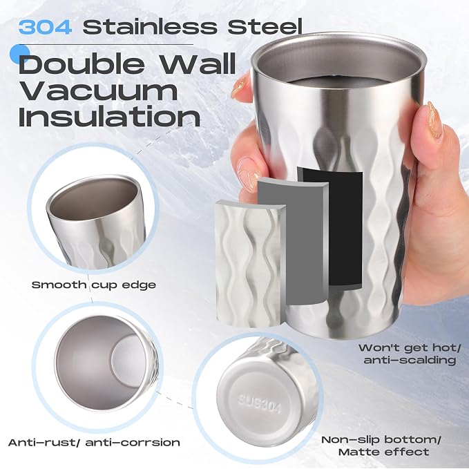 Sawysine 10 Pack 12 oz Stainless Steel Cup Double Wall Metal Tumbler Insulated - Image 3