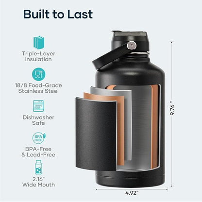 BUZIO 64 oz Insulated Stainless Steel Water Bottle - Image 4
