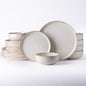 AmorArc Ceramic Dinnerware Sets, Wavy Rim Stoneware Plates and Bowls Sets, Highly Scratch Resistant | Dishwasher & Microwave Dishes set, Service for 8 (24pc)-Speckled Cappuccino