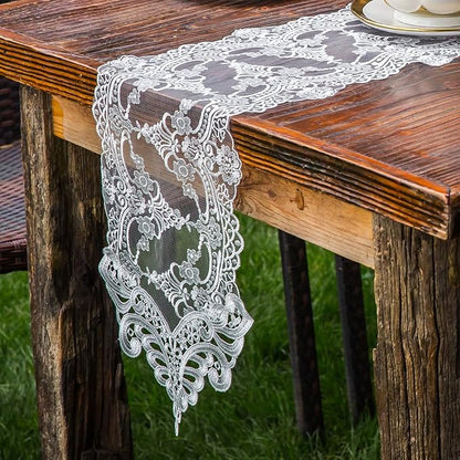 ARTABLE White Lace Table Runner Macrame Vintage Dresser Scarf 10 x 59 Inch | - Image 6