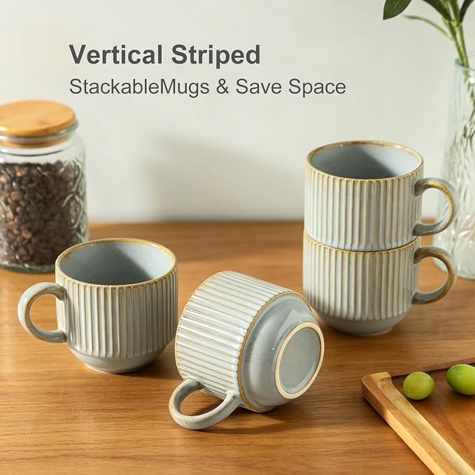 HASENSE Stackable Coffee Mugs, 15 Oz Ceramic Coffee Mugs - Image 3