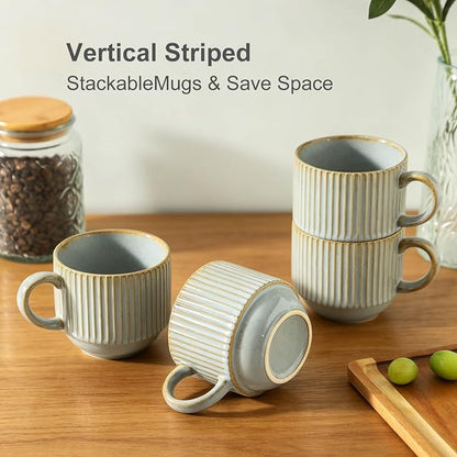 HASENSE Stackable Coffee Mugs, 15 Oz Ceramic Coffee Mugs - Image 3