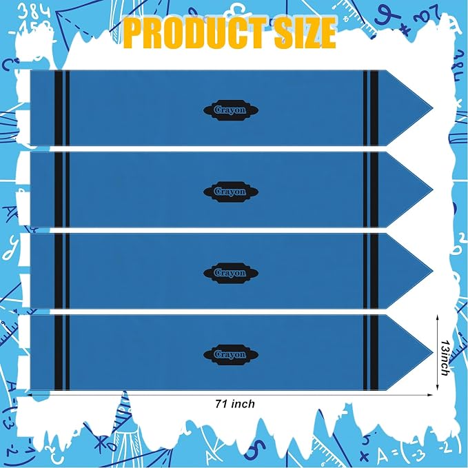 4 Pcs Crayon Table Runner 71 x 13 Inch Preschool Back to School Classroom - Image 2