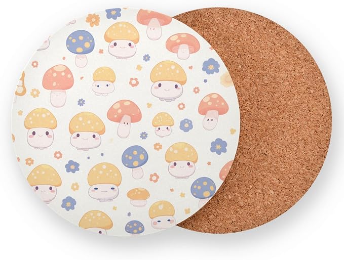 Seamless Mushroom Flowers 4 Piecing Set Coasters - Image 2