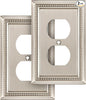 Henne Bery Sunken Pearls Heavy Duty Decorative Wall Plate Switch Plate Outlet Cover (Single Duplex, 2 Pack, Satin Nickel)