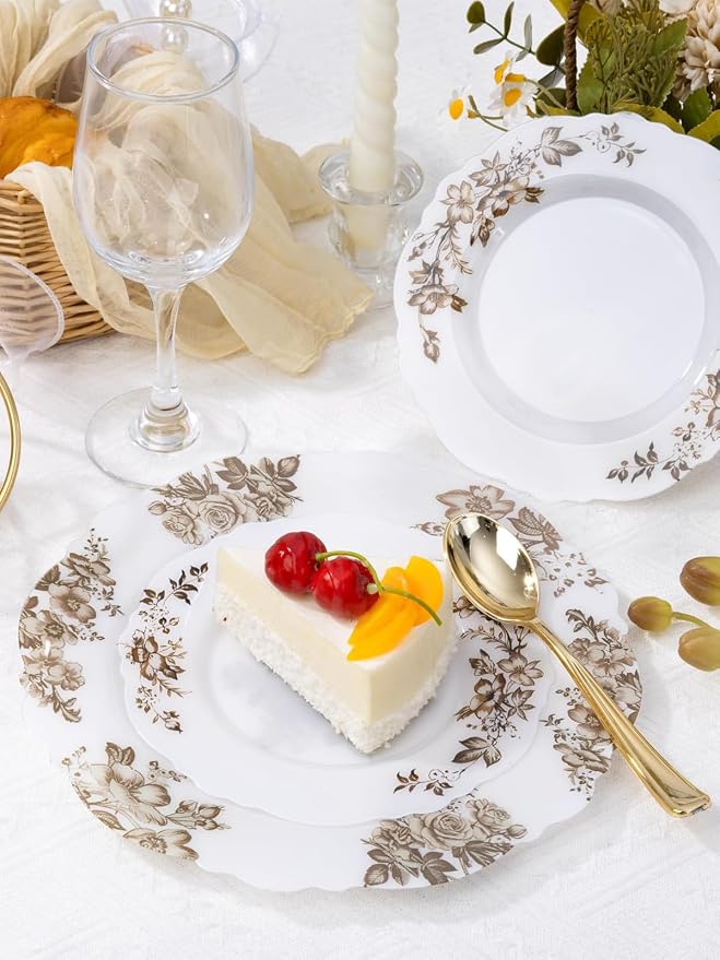 20PCS Brown Plastic Plates - Image 5