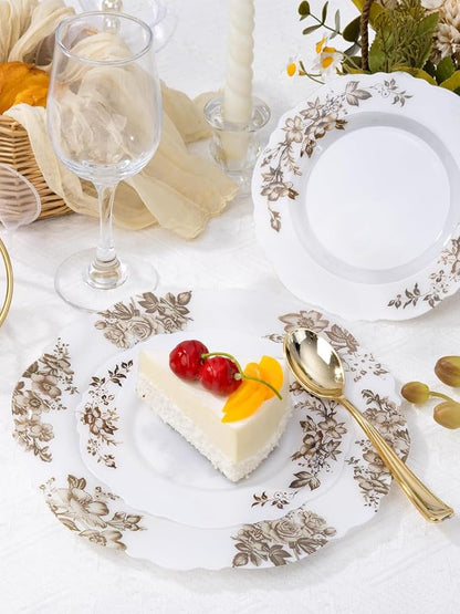 20PCS Brown Plastic Plates - Image 5