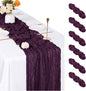 6 Pack Dark Purple Cheesecloth Table Runner, 17 x 108 inch, Semi Sheer Boho by ACSUIT