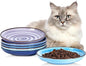 Selamica Ceramic Cat Food Bowl, 6 Inch Cat Bowls Whisker Friendly, Shallow Wide Kitten Plates for Food and Water, Set of 6, Gradient Blue