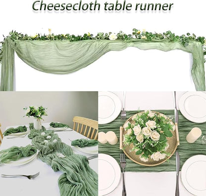 4 Pack Sage Green Cheesecloth Table Runner 20 x 120 inch Gauze Table Runners 10 - Image 4