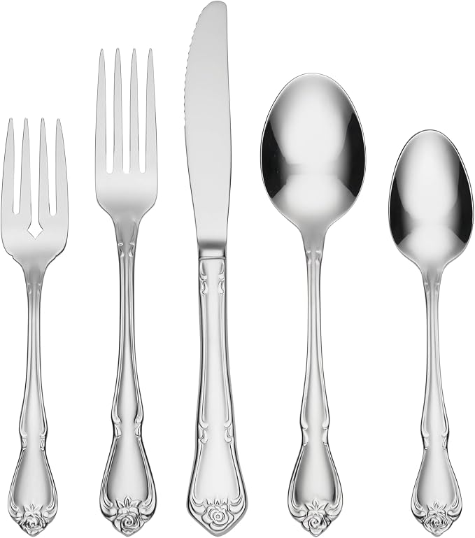 Oneida True Rose 45 Piece Everyday Flatware, Service by Oneida
