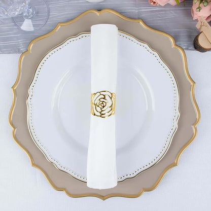 Efavormart 4 Pack | Shiny Gold Laser Cut Rose Metal Cuff Napkin Rings, - Image 6
