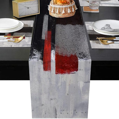 Emvency Table Runner and Placemats Set of 6, Abstract Modern Painting | Red Art - Image 5
