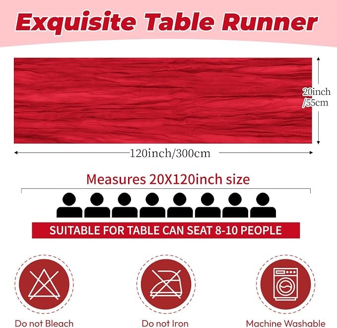 6 Pack Red Cheesecloth Table Runner 20 x 120 Inch Gauze Table Runner Fabric - Image 2