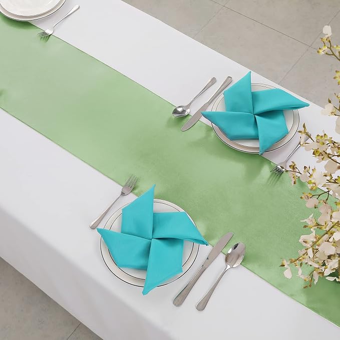 Horbaunal 2 Pack Sage Green Satin Table Runner 12 x 108 Inch | Smooth Table - Image 4