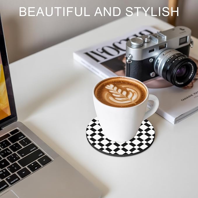 Black White Minimalist Coasters Set of 6, Absorbent Coasters - Image 7