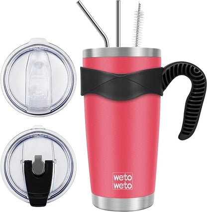 WETOWETO 20oz Tumbler with 2 lids and 2 straws, Stainless Steel Vacuum by Wetoweto