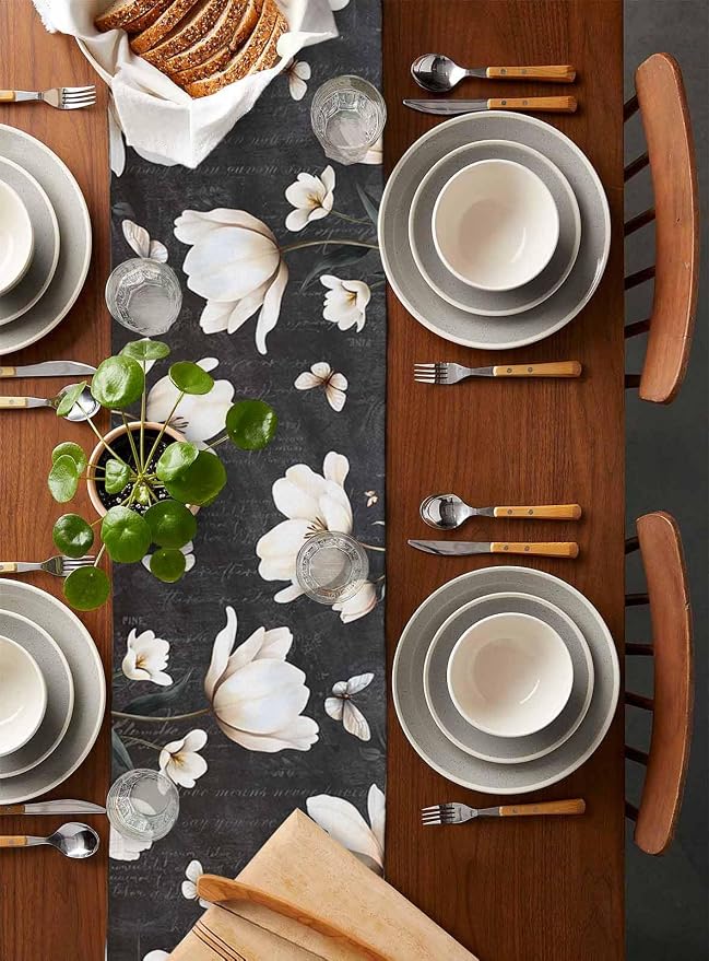 Farmhouse Floral Table Runners 108 Inches Long, Cotton Linen Fabric Table - Image 5