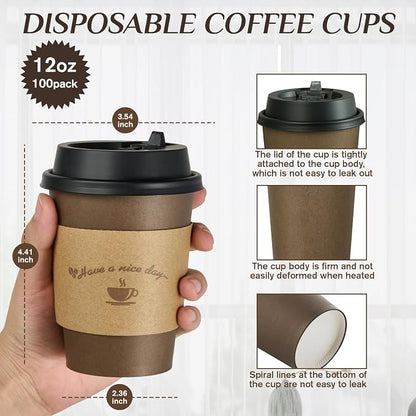 LITOPAK 100 Pack 12 oz Coffee Cups - Image 2