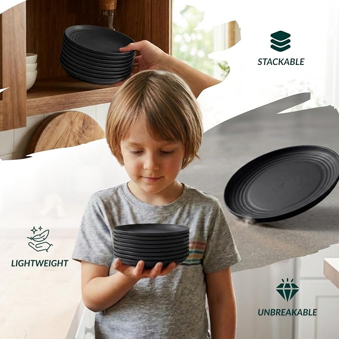 Black Small Plates | 5.7" Unbreakable Melamine Appetizer & Dessert Plates - Image 6