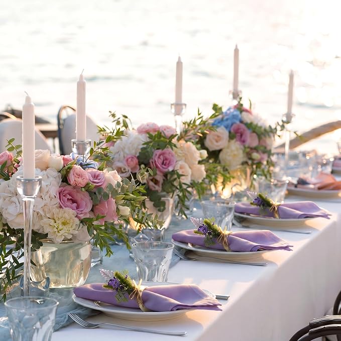 Flower Napkin Rings Set of 12 Wooden Purple Lavender Flowers Handmade Napkin - Image 4