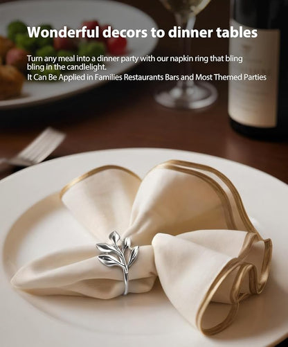 Leaf Napkin Ring Holder Set of 12, Wedding Party Dinner, Thanksgiving Halloween - Image 4