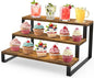 ELITEROO Wooden Display Riser Stand, 3 Tier Display Risers, Tiered Cabinet Organizer, Widened Display Rack Shelf Kitchen Counter Shelf for Makeup Perfume Figure Dolls Collection Condiment Candles