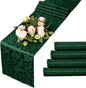 MILVOWOC Emerald Green Satin Table Runner, 4 Pack, 12 x 72 Inch | Jacquard by MILVOWOC
