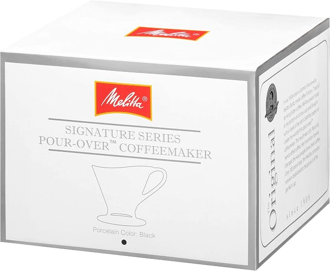 Melitta 1 Cup Porcelain Pour-Over Cone Coffeemaker, Glossy Black - Image 2