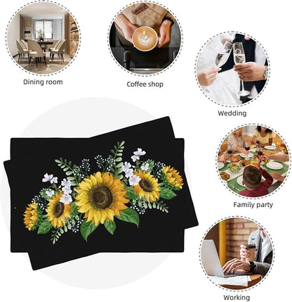 Fiokroo Sunflowers Wild Flowers Placemats Set of 4 Table Mats Table Tableware - Image 8