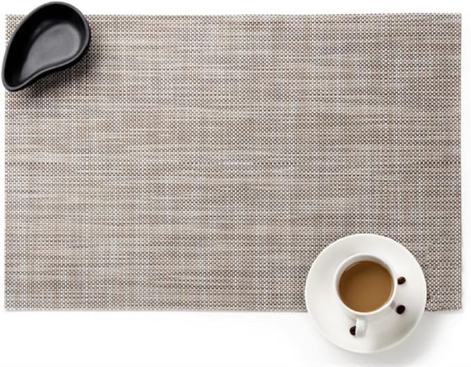 Black PVC Placemat Set of 1/6/10 Square Bamboo Tableware Pad Heat Wipe Clean by Unknown