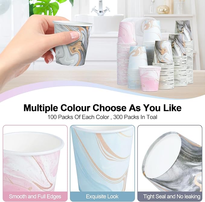 300 Pack 3oz Disposable Paper Cups, Small Bathroom Cups | Mini Bath Cups - Image 3