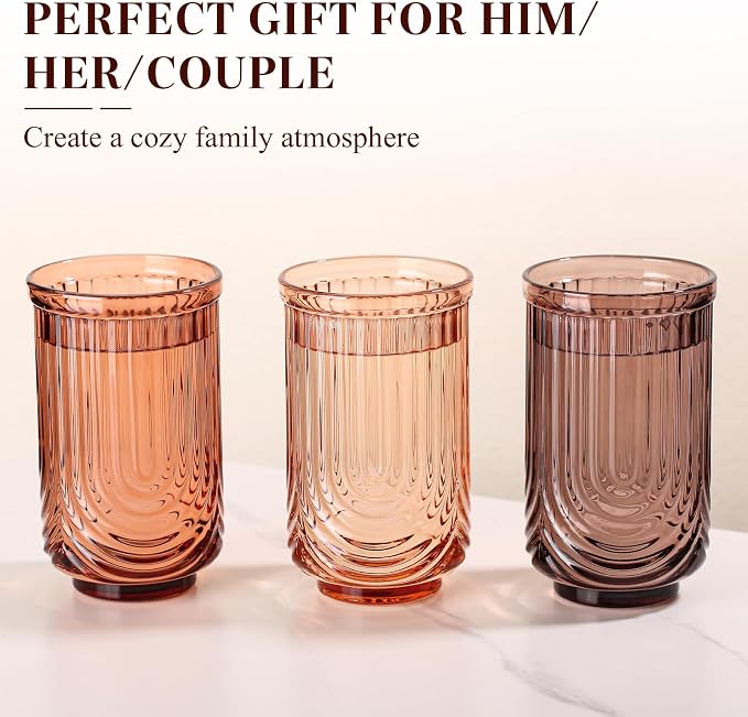 Venus Vintage Drinking Glasses Set of 6-17oz Hand-Blown Highball Ribbed - Image 6