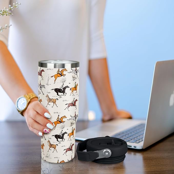30 oz Horse Tumbler with Handle and Flip Straw, Vacuum Insulated Water Bottle - Image 5