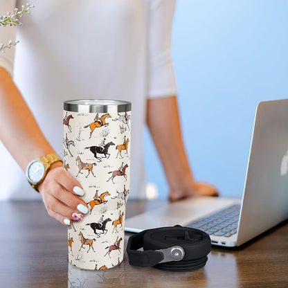 30 oz Horse Tumbler with Handle and Flip Straw, Vacuum Insulated Water Bottle - Image 5